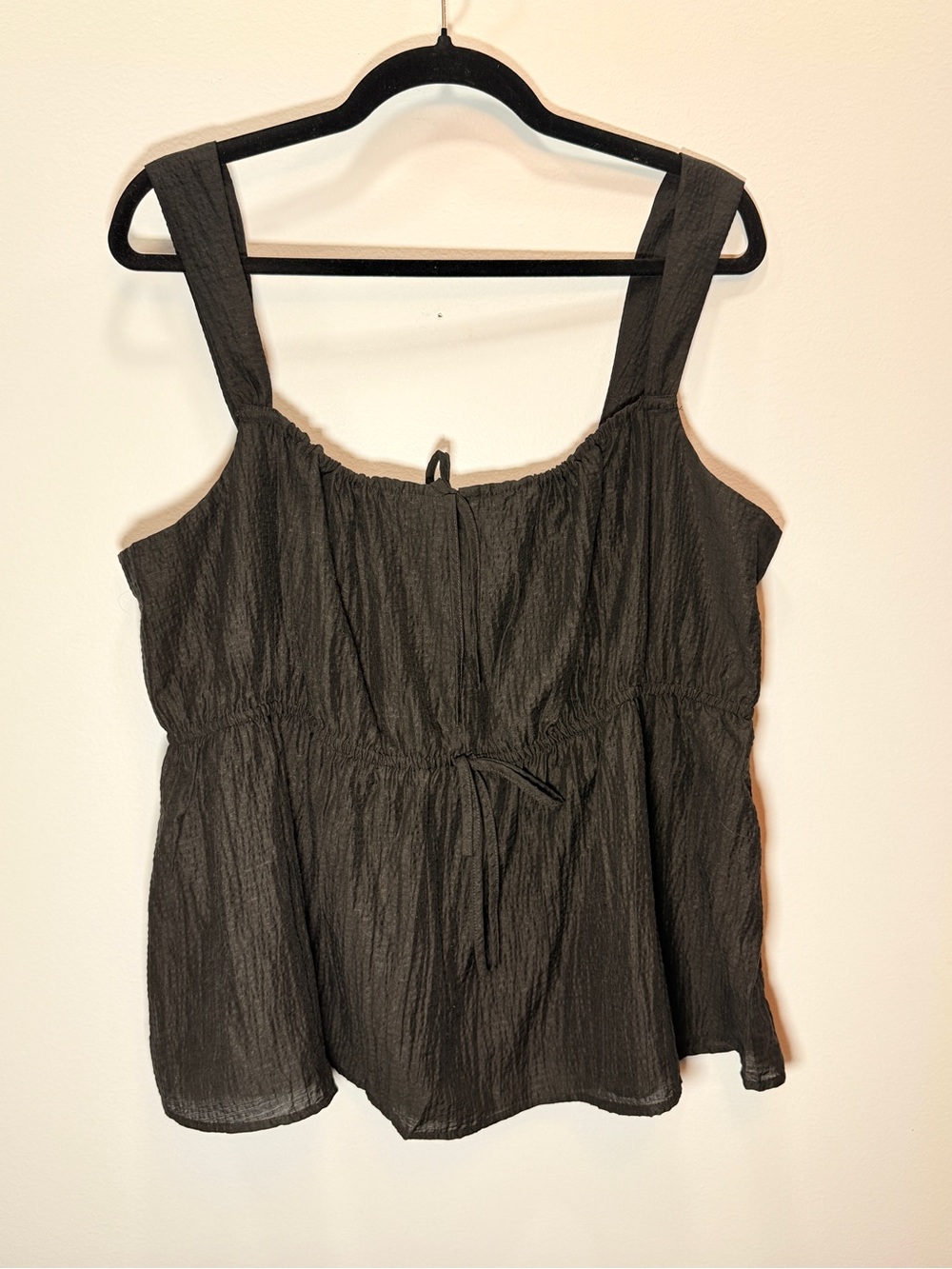 a new day Black Peplum Tie-Waist Tank Top